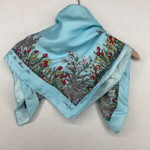 CORNELIA JAMES Scarf Spring Flowers British Isles Silk Hand Rolled Square VTG